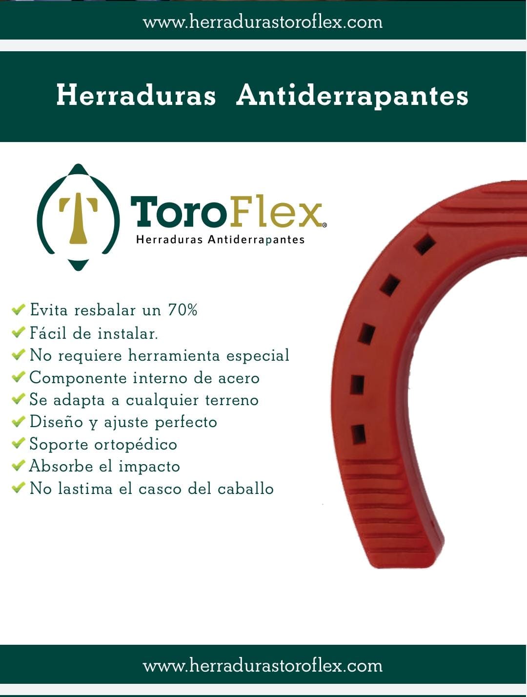 Presentaciones de herraduras antiderrapantes ToroFlex